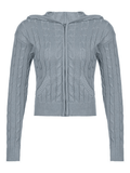 Kukombo Hooded Cable Knit Cardigan