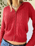 Kukombo Hooded Cable Knit Cardigan
