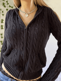 Kukombo Hooded Cable Knit Cardigan