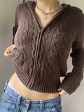 Kukombo Hooded Cable Knit Cardigan