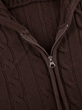Kukombo Hooded Cable Knit Cardigan