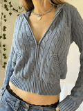 Kukombo Hooded Cable Knit Cardigan