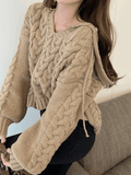 Kukombo Hooded Cable Knit Pullover Sweater