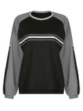Kukombo Striped Crew Hoodie with Patchwork
