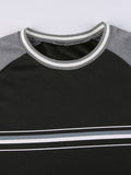 Kukombo Striped Crew Hoodie with Patchwork