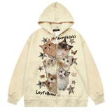 Kukombo Kitten Print Oversized Hoodie