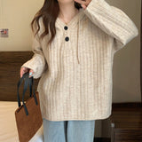 Kukombo Mocha Knit Button Up Hoodie