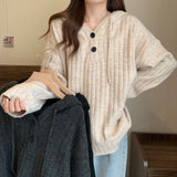 Kukombo Mocha Knit Button Up Hoodie