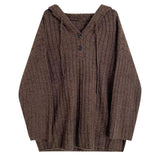 Kukombo Mocha Knit Button Up Hoodie