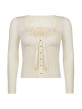 Kukombo Lace Trim Patchwork Knit Top