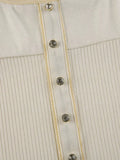 Kukombo Lace Trim Patchwork Knit Top