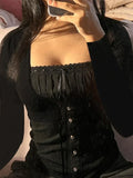 Kukombo Lace Trim Patchwork Knit Top