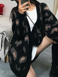 Kukombo Leopard Print Loose Cardigan