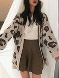 Kukombo Leopard Print Loose Cardigan