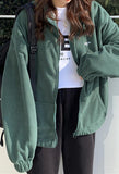 Kukombo Letter Print Zip-up Jacket