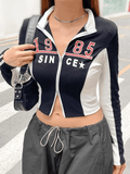 Kukombo Logo Graphic Patchwork Cropped Moto Jacket