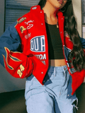 Kukombo Logo Print Moto Varsity Jacket