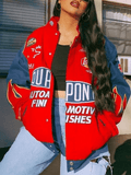 Kukombo Logo Print Moto Varsity Jacket