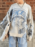 Kukombo Long Sleeve Jacquard Crew Neck Sweater