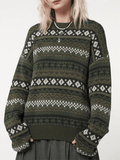 Kukombo Long Sleeve Vintage Jacquard Sweater
