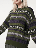 Kukombo Long Sleeve Vintage Jacquard Sweater