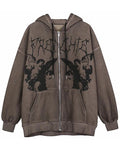 Kukombo Men's Cherub Print Zipper Hoodie