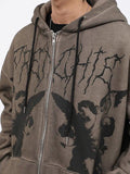 Kukombo Men's Cherub Print Zipper Hoodie