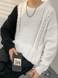 Kukombo Men's Color Block Cable Knit Sweater