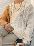Kukombo Men's Color Block Cable Knit Sweater