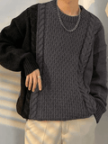 Kukombo Men's Color Block Cable Knit Sweater