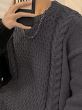 Kukombo Men's Color Block Cable Knit Sweater