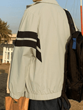 Kukombo Men's Contrast Striped Zip Up Jacket