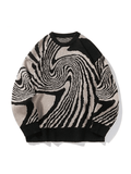 Kukombo Men's Crew Neck Jacquard Knit Sweater