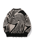 Kukombo Men's Crew Neck Jacquard Knit Sweater
