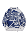 Kukombo Men's Crew Neck Jacquard Knit Sweater