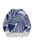 Kukombo Men's Crew Neck Jacquard Knit Sweater