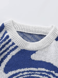 Kukombo Men's Crew Neck Jacquard Knit Sweater