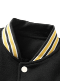 Kukombo Men's Embroidery Button-Up Varsity Jacket
