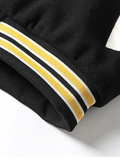 Kukombo Men's Embroidery Button-Up Varsity Jacket