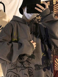 Kukombo Men's Oversize Graffiti Print Hoodie