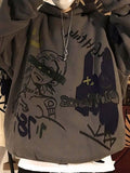 Kukombo Men's Oversize Graffiti Print Hoodie