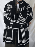 Kukombo Men's V Neck Checkered Cardigan