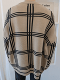 Kukombo Men's V Neck Checkered Cardigan