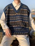 Kukombo Men's Vintage Jacquard Sweater Vest