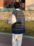 Kukombo Men's Vintage Jacquard Sweater Vest