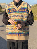 Kukombo Men's Vintage Jacquard Sweater Vest