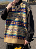 Kukombo Men's Vintage Jacquard Sweater Vest