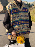 Kukombo Men's Vintage Jacquard Sweater Vest