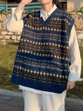 Kukombo Men's Vintage Jacquard Sweater Vest