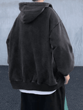 Kukombo Men's Vintage Wash Black Zip-Up Hoodie
